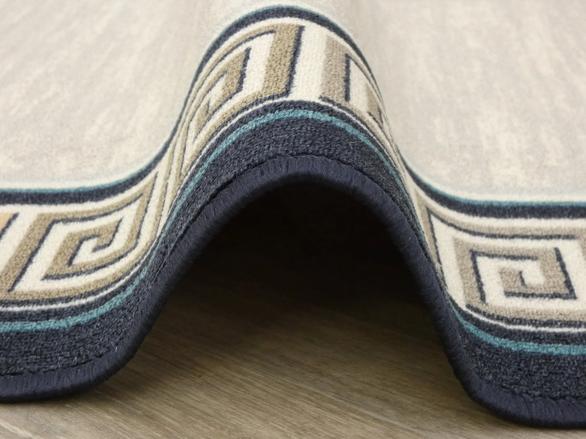 Greek Key Design Non Slip Rubber Back Runner 80cm Wide x Cut To Order