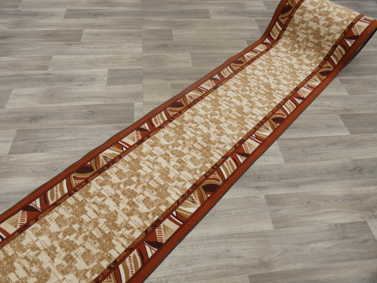 Border Design Non Slip Rubber Back Runner 80cm Wide x Cut To Order