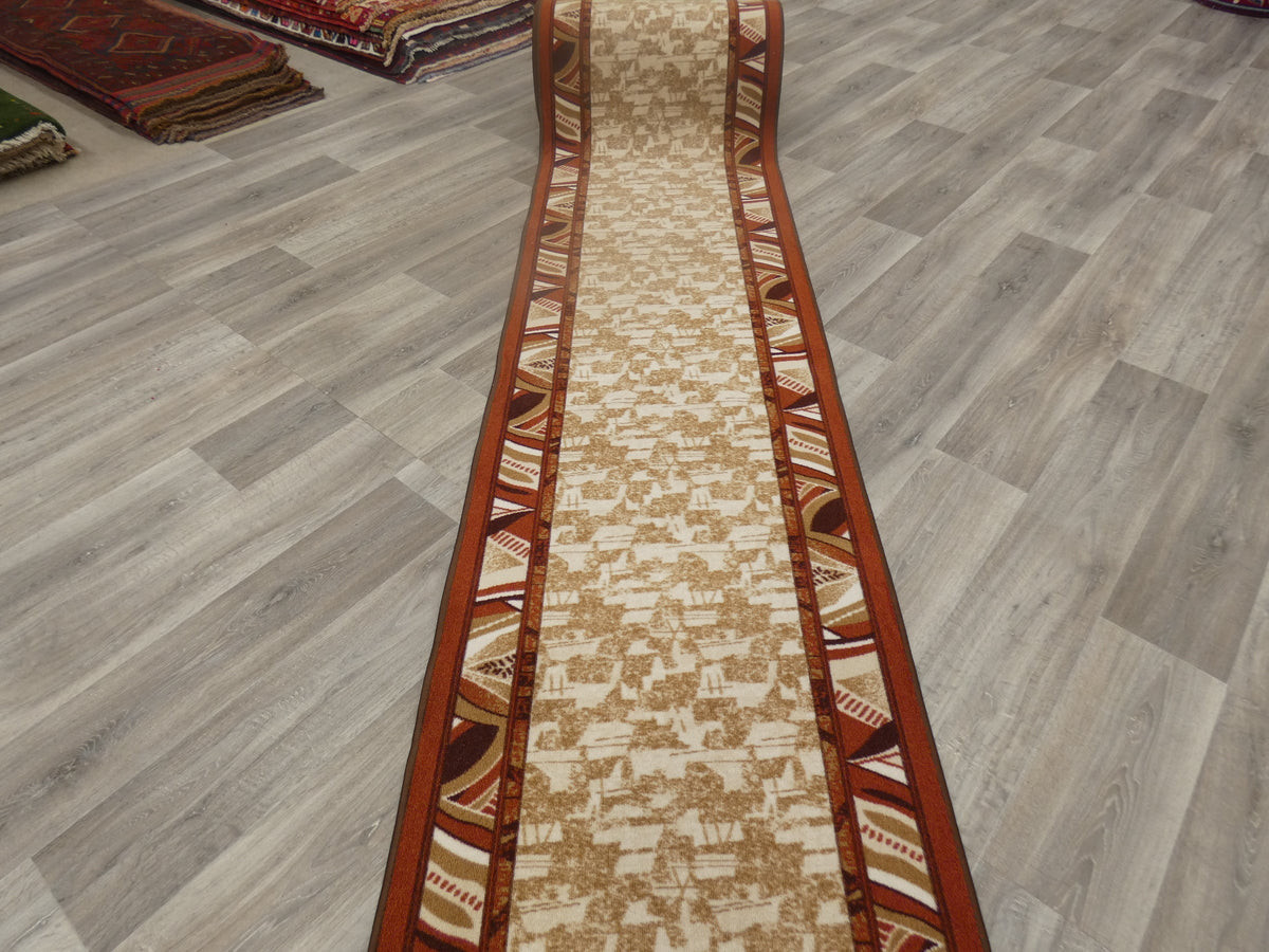 Border Design Non Slip Rubber Back Runner 80cm Wide x Cut To Order