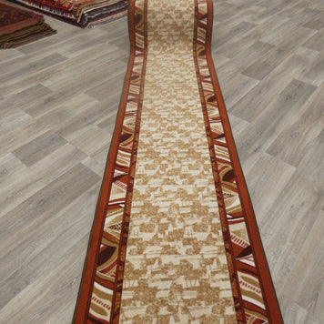 Border Design Non Slip Rubber Back Runner 80cm Wide x Cut To Order
