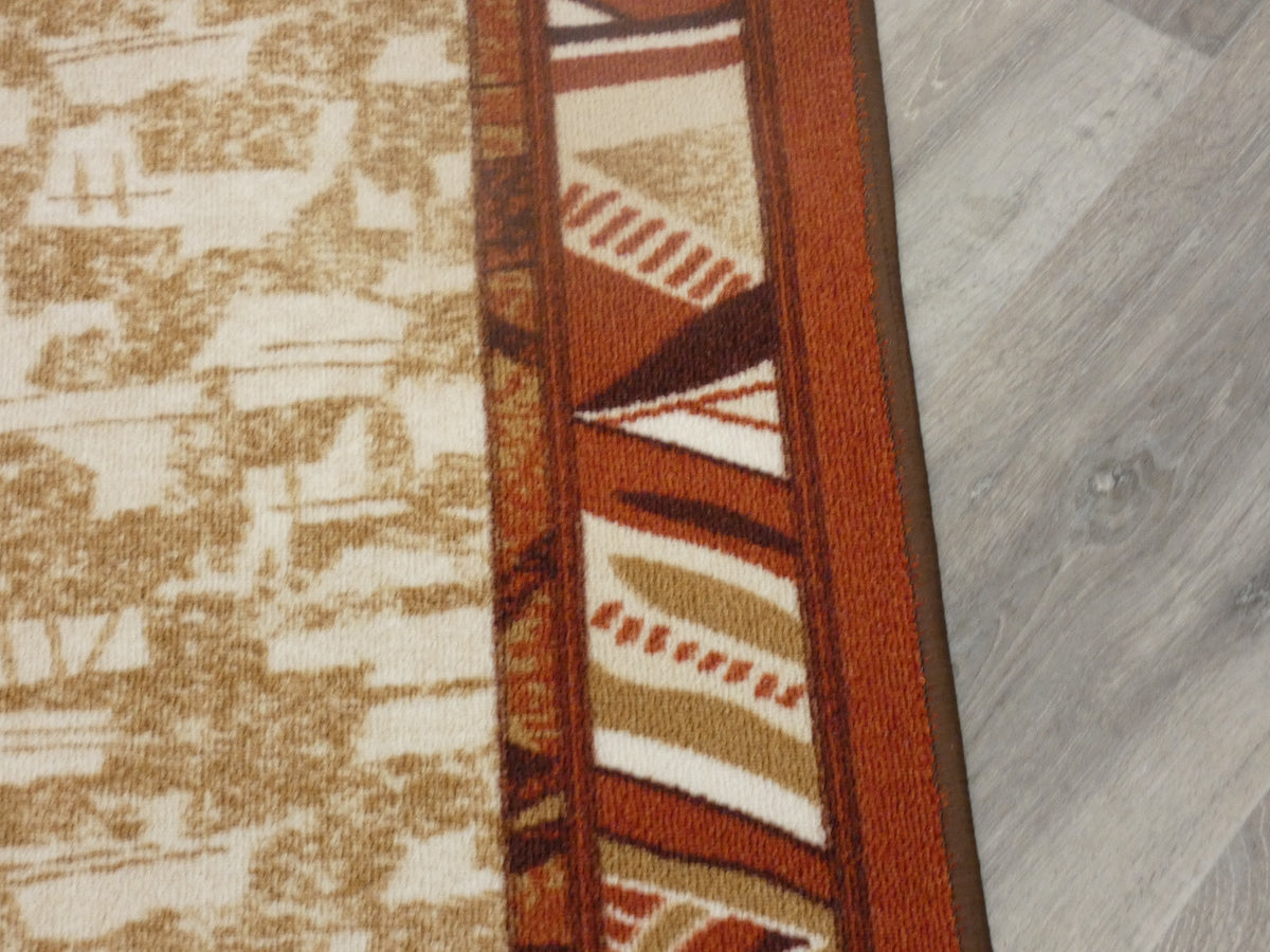 Border Design Non Slip Rubber Back Runner 80cm Wide x Cut To Order