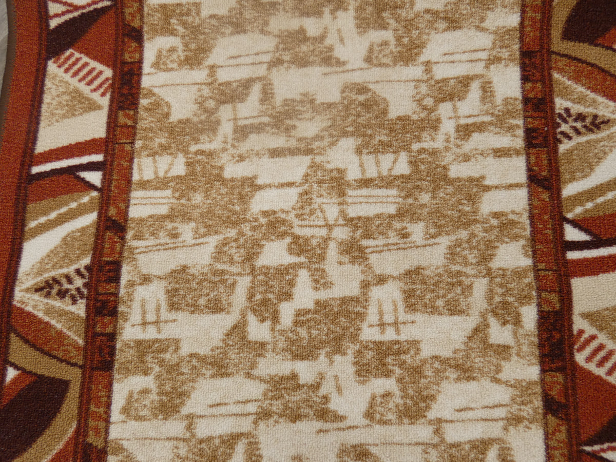 Border Design Non Slip Rubber Back Runner 80cm Wide x Cut To Order