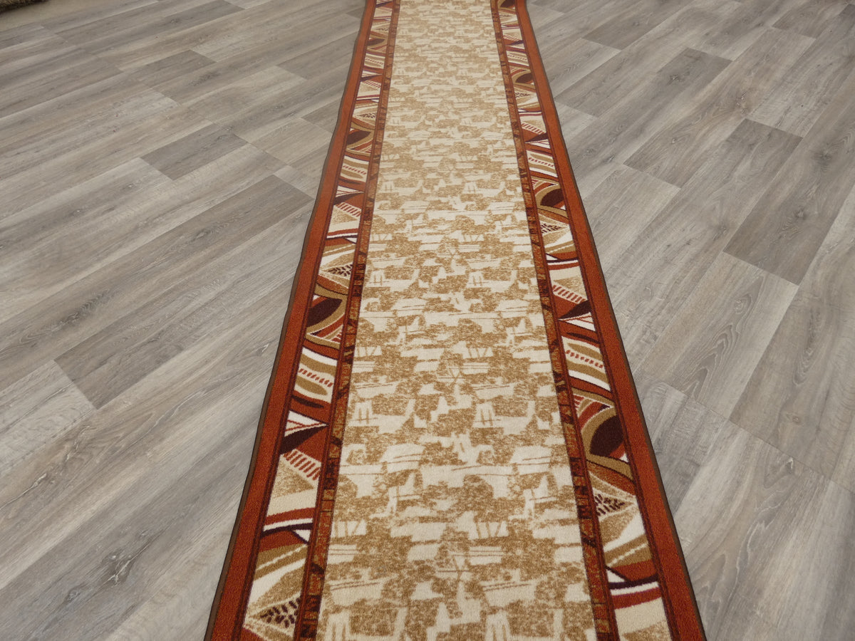 Border Design Non Slip Rubber Back Runner 80cm Wide x Cut To Order