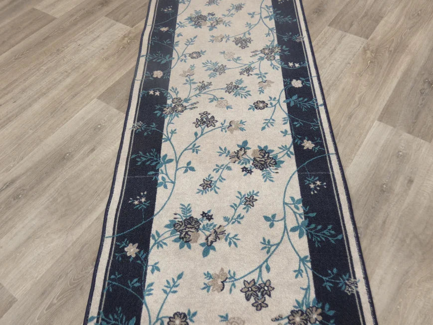 Floral Design Non Slip Rubber Back Runner
