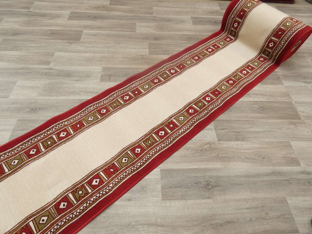 Border Design Non Slip Rubber Back Runner 80cm Wide x Cut To Order