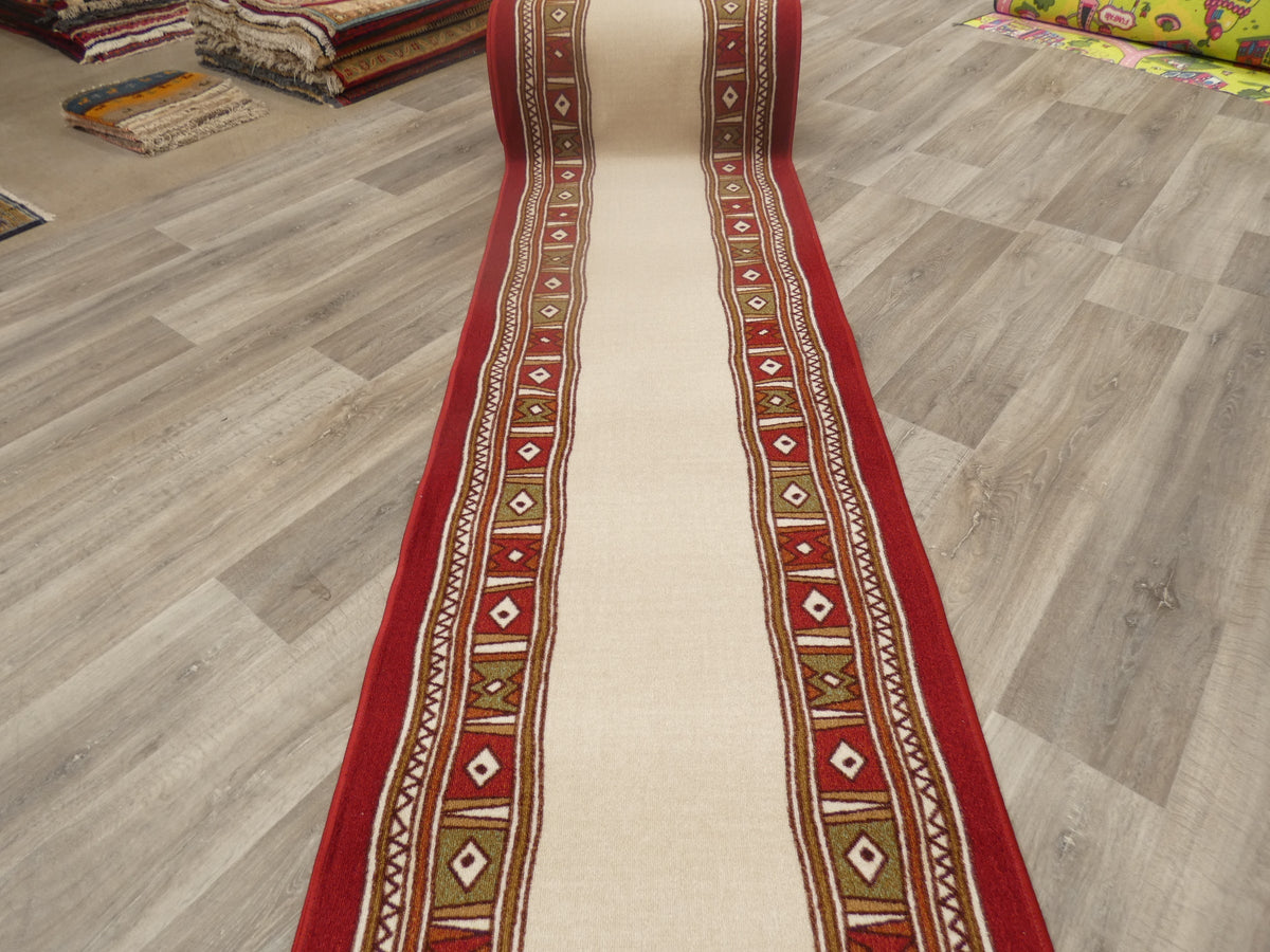 Border Design Non Slip Rubber Back Runner 80cm Wide x Cut To Order