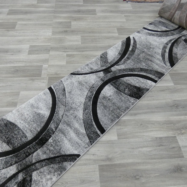 Aroha Abstract Modern Grey Colour Turkish Hallway Runner 80cm Wide x Cut To Order