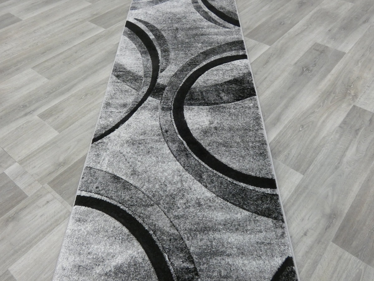 Aroha Abstract Modern Grey Colour Turkish Hallway Runner 80cm Wide x Cut To Order