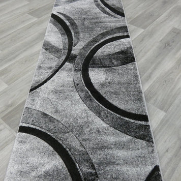 Aroha Abstract Modern Grey Colour Turkish Hallway Runner 80cm Wide x Cut To Order