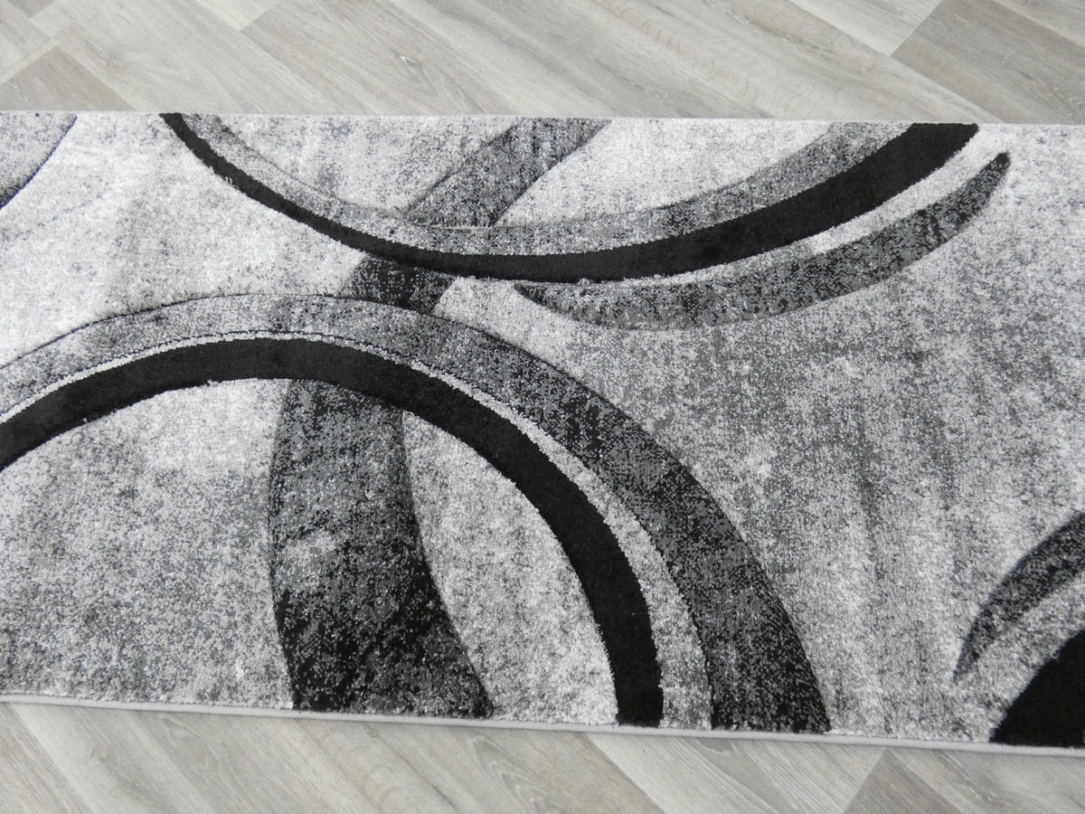 Aroha Abstract Modern Grey Colour Turkish Hallway Runner 80cm Wide x Cut To Order