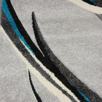Aroha Abstract Modern Light Grey/Turquoise Turkish Hallway Runner