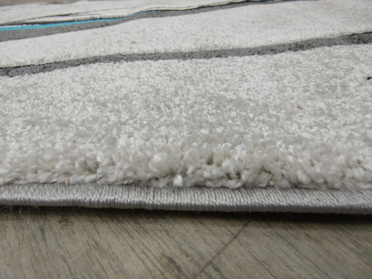 Aroha Abstract Modern Light Grey/Turquoise Turkish Hallway Runner