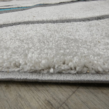 Aroha Abstract Modern Light Grey/Turquoise Turkish Hallway Runner
