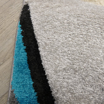 Aroha Abstract Modern Light Grey/Turquoise Turkish Hallway Runner
