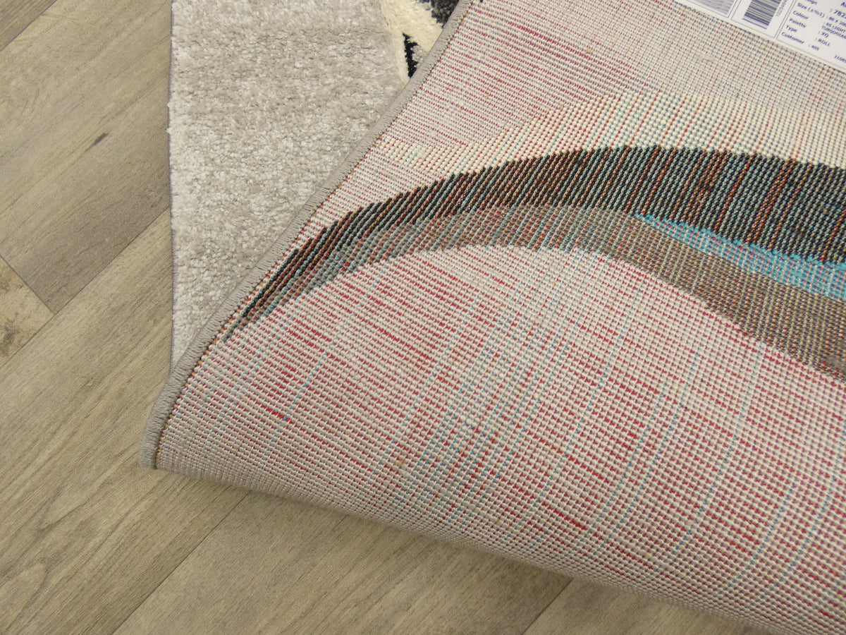 Aroha Abstract Modern Light Grey/Turquoise Turkish Hallway Runner
