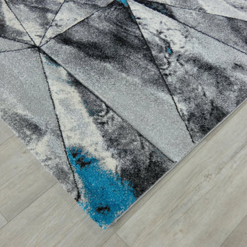 Abstract Modern Design Turkish Aroha Rug in Turquoise & Grey