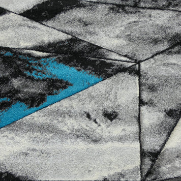 Abstract Modern Design Turkish Aroha Rug in Turquoise & Grey