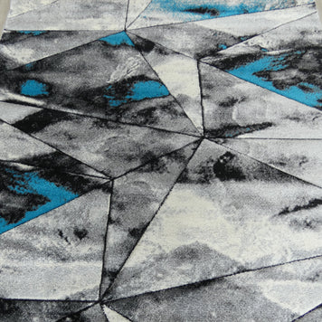 Abstract Modern Design Turkish Aroha Rug in Turquoise & Grey