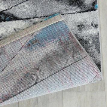 Abstract Modern Design Turkish Aroha Rug in Turquoise & Grey