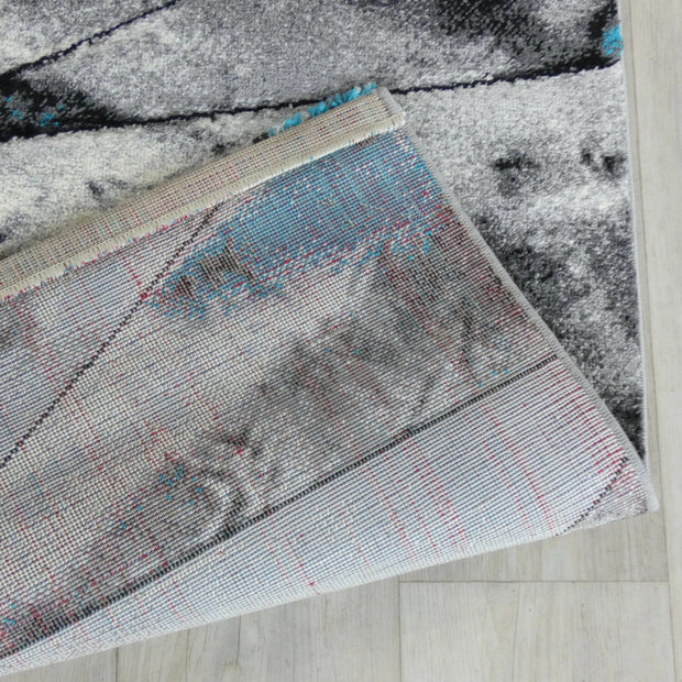 Abstract Modern Design Turkish Aroha Rug in Turquoise & Grey