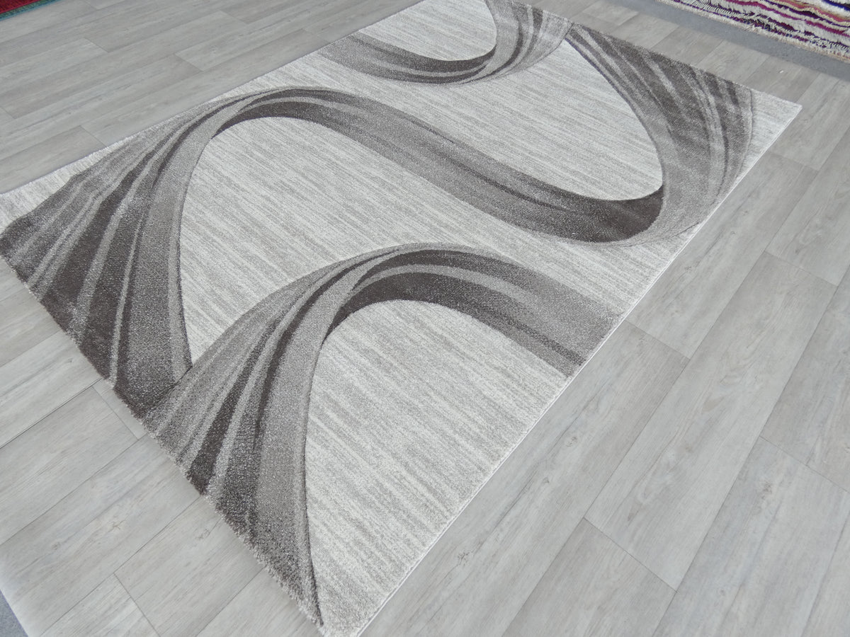 Swirl Abstract Style Aroha Rug in Beige