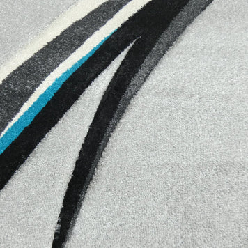 Abstract Modern Design Turkish Aroha Rug in Grey/ Turquoise/ Black - Rugs Direct