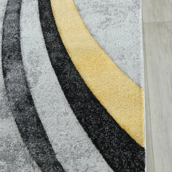 Abstract Modern Design Turkish Aroha Rug in Yellow/ Grey/ Black