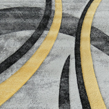 Abstract Modern Design Turkish Aroha Rug in Yellow/ Grey/ Black