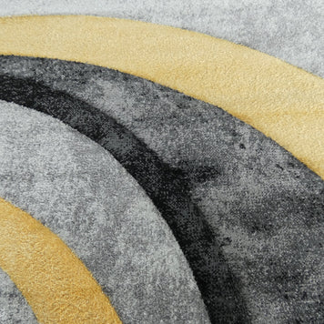 Abstract Modern Design Turkish Aroha Rug in Yellow/ Grey/ Black