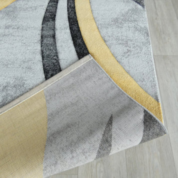Abstract Modern Design Turkish Aroha Rug in Yellow/ Grey/ Black