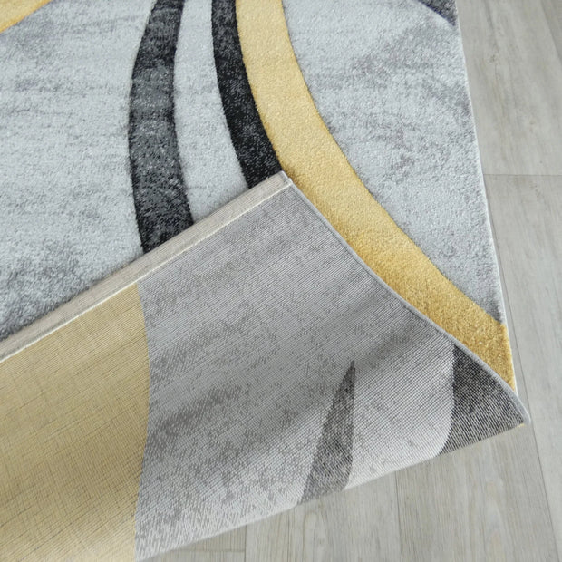 Abstract Modern Design Turkish Aroha Rug in Yellow/ Grey/ Black