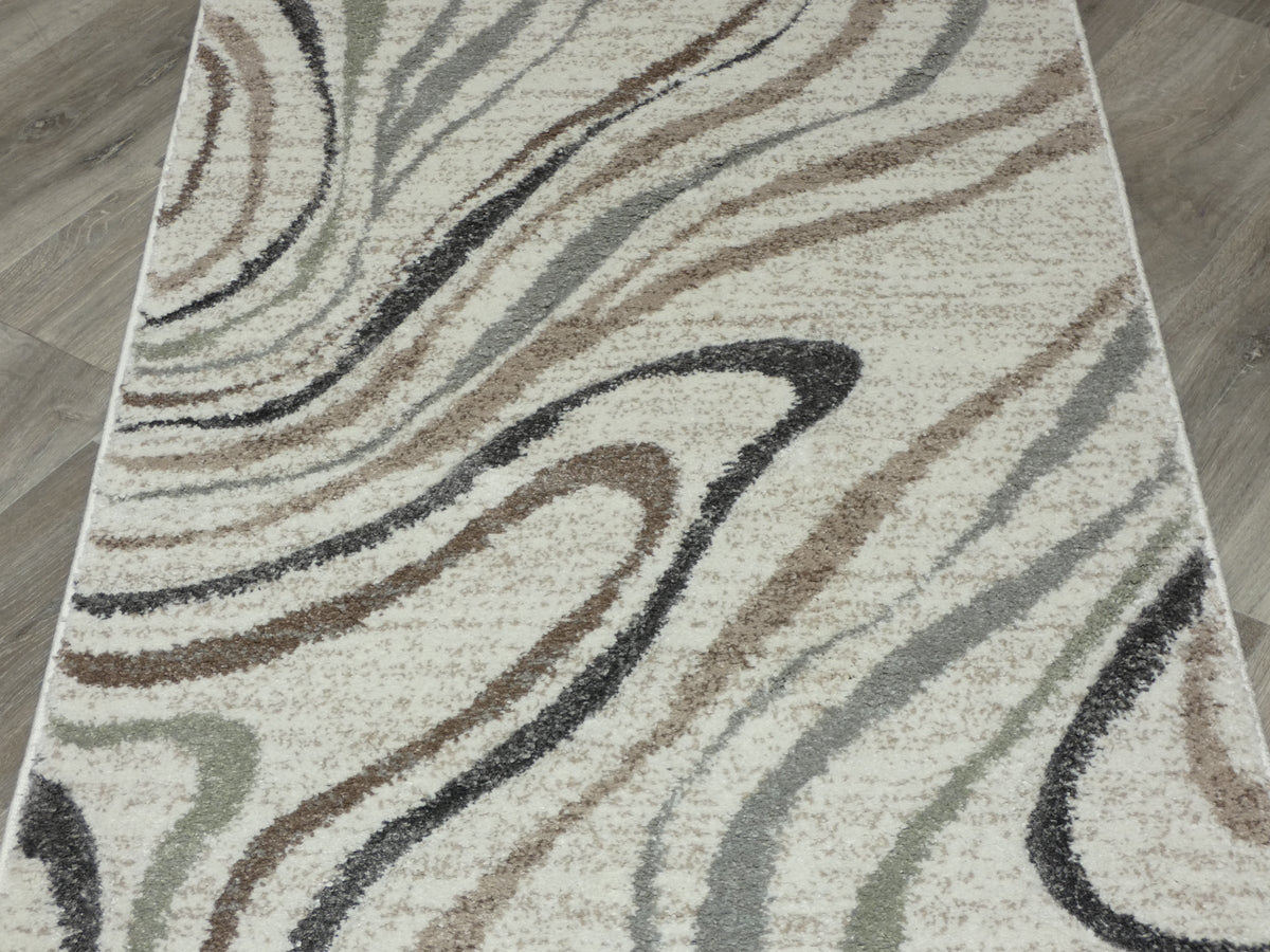 Swirl Abstract Style Neutral Colour Hallway Runner 80cm Wide x Cut To Order