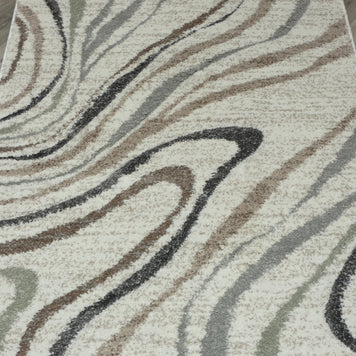 Swirl Abstract Style Neutral Colour Hallway Runner 80cm Wide x Cut To Order
