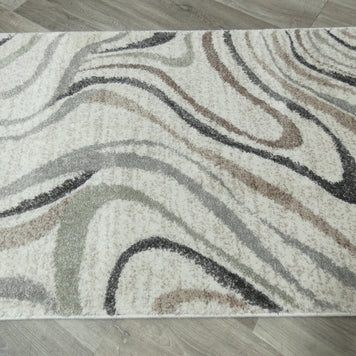 Swirl Abstract Style Neutral Colour Hallway Runner 80cm Wide x Cut To Order