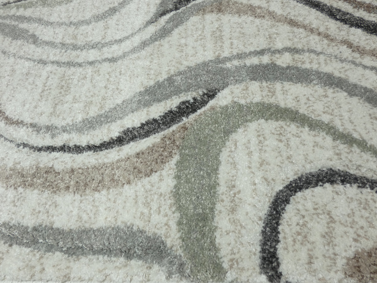 Swirl Abstract Style Neutral Colour Hallway Runner 80cm Wide x Cut To Order