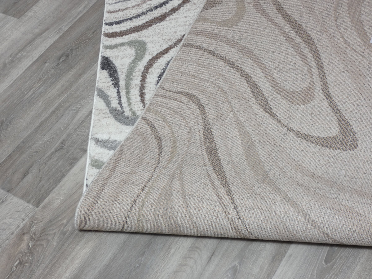 Swirl Abstract Style Neutral Colour Hallway Runner 80cm Wide x Cut To Order