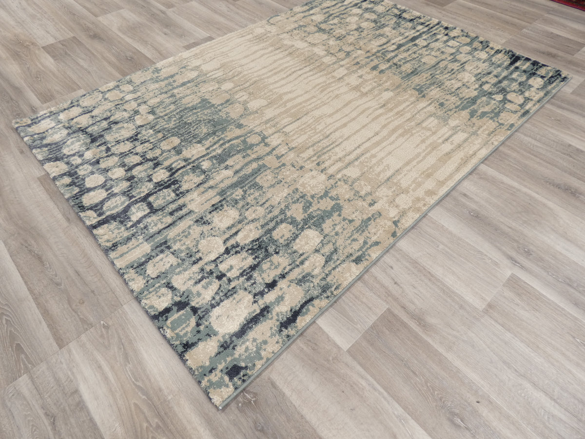 Modern Design Teal Blue & Beige Rug