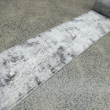 Aroha Geometric Modern Design Turkish Hallway Runner in Light Grey & Grey Colour 78cm Wide x Cut To Order
