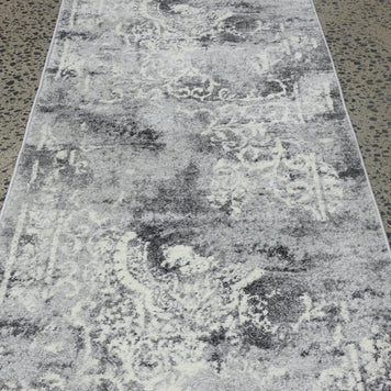 Aroha Geometric Modern Design Turkish Hallway Runner in Light Grey & Grey Colour 78cm Wide x Cut To Order