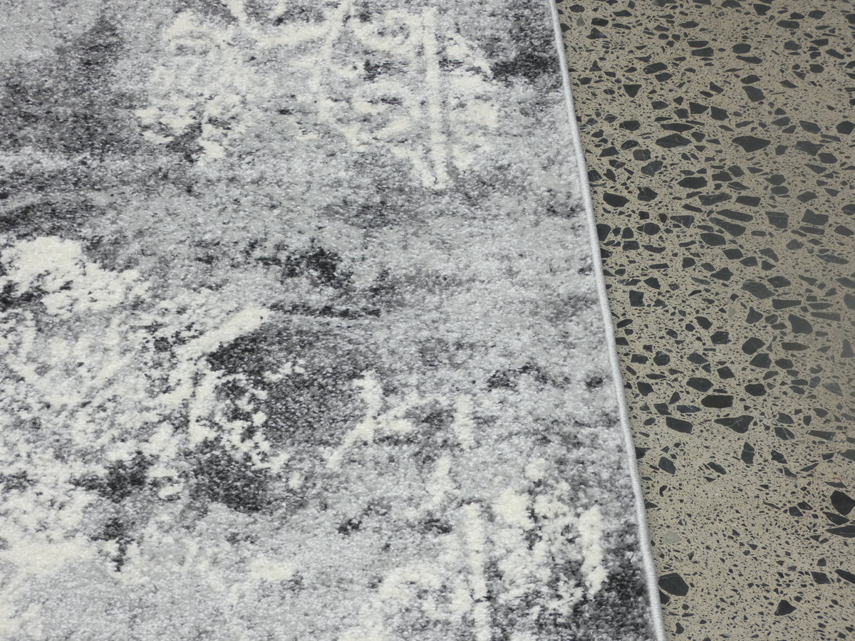 Aroha Geometric Modern Design Turkish Hallway Runner in Light Grey & Grey Colour 78cm Wide x Cut To Order