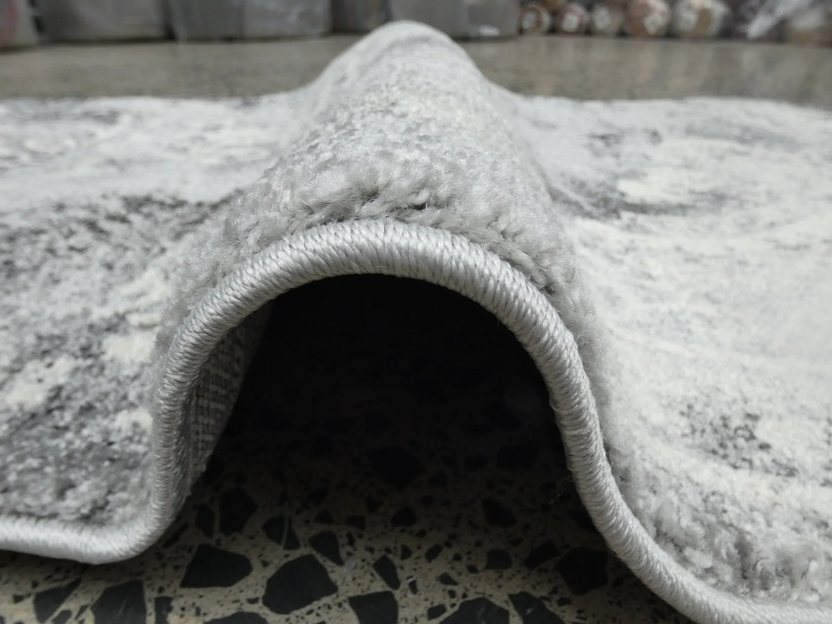 Aroha Geometric Modern Design Turkish Hallway Runner in Light Grey & Grey Colour 78cm Wide x Cut To Order