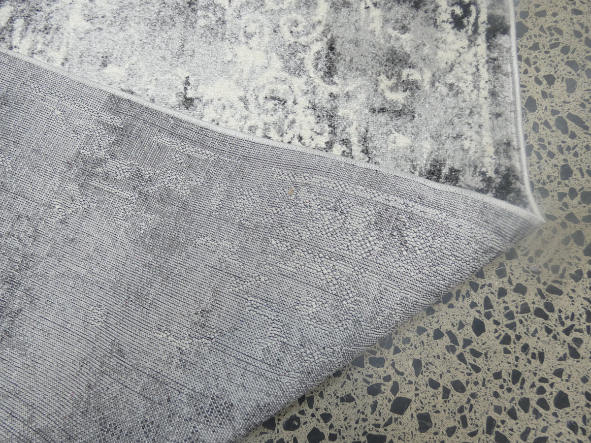 Aroha Geometric Modern Design Turkish Hallway Runner in Light Grey & Grey Colour 78cm Wide x Cut To Order