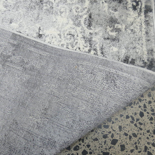 Aroha Geometric Modern Design Turkish Hallway Runner in Light Grey & Grey Colour 78cm Wide x Cut To Order