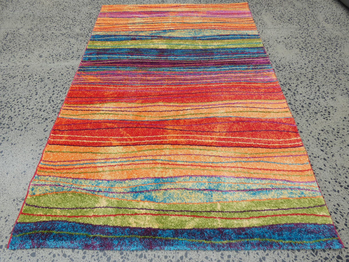 Multi Colour Modern Rainbow Design Turkish Aroha Rug