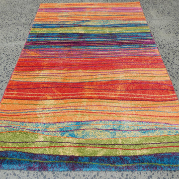 Multi Colour Modern Rainbow Design Turkish Aroha Rug