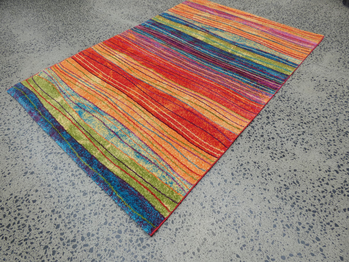 Multi Colour Modern Rainbow Design Turkish Aroha Rug