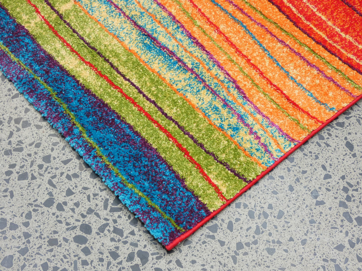 Multi Colour Modern Rainbow Design Turkish Aroha Rug