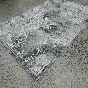 Geometric Modern Design Turkish Aroha Rug in Light Grey & Grey