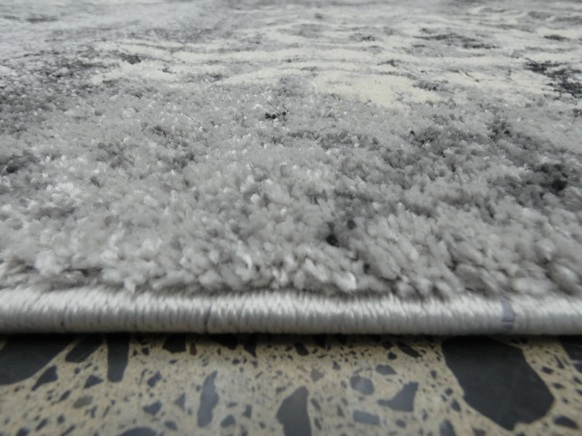 Geometric Modern Design Turkish Aroha Rug in Light Grey & Grey