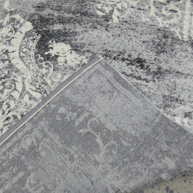 Geometric Modern Design Turkish Aroha Rug in Light Grey & Grey